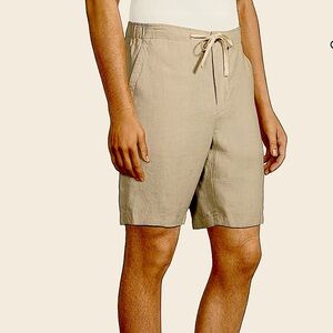 Vince Lightweight Hemp Shorts Flat Front Drawstring Button Zipper Shorts Sz L
